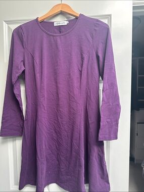 Aphratti Women's Purple Long-Sleeve Fit & Flare Dress